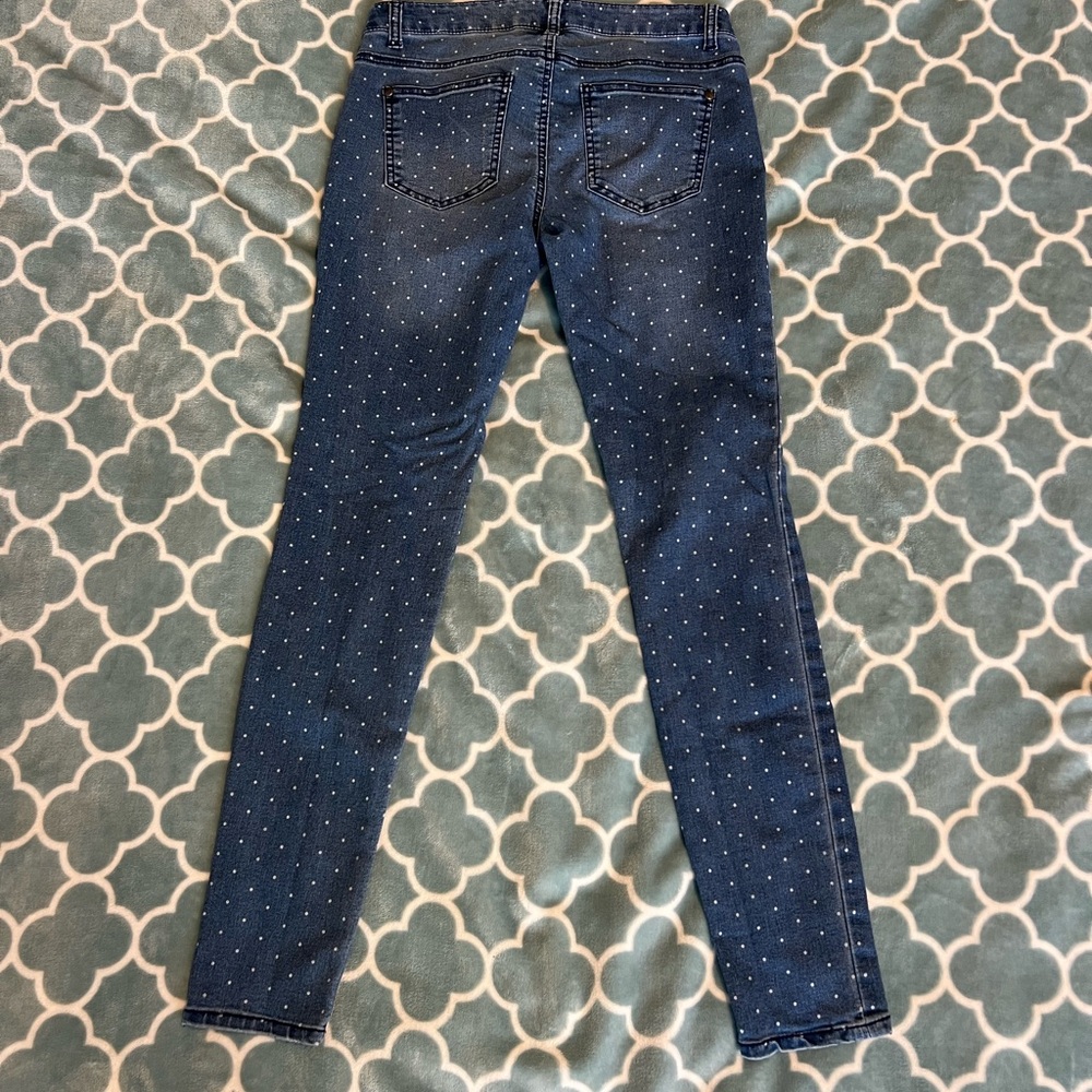 Forever 21 Women's Blue Polka Dot Jeans - Picture 6 of 7